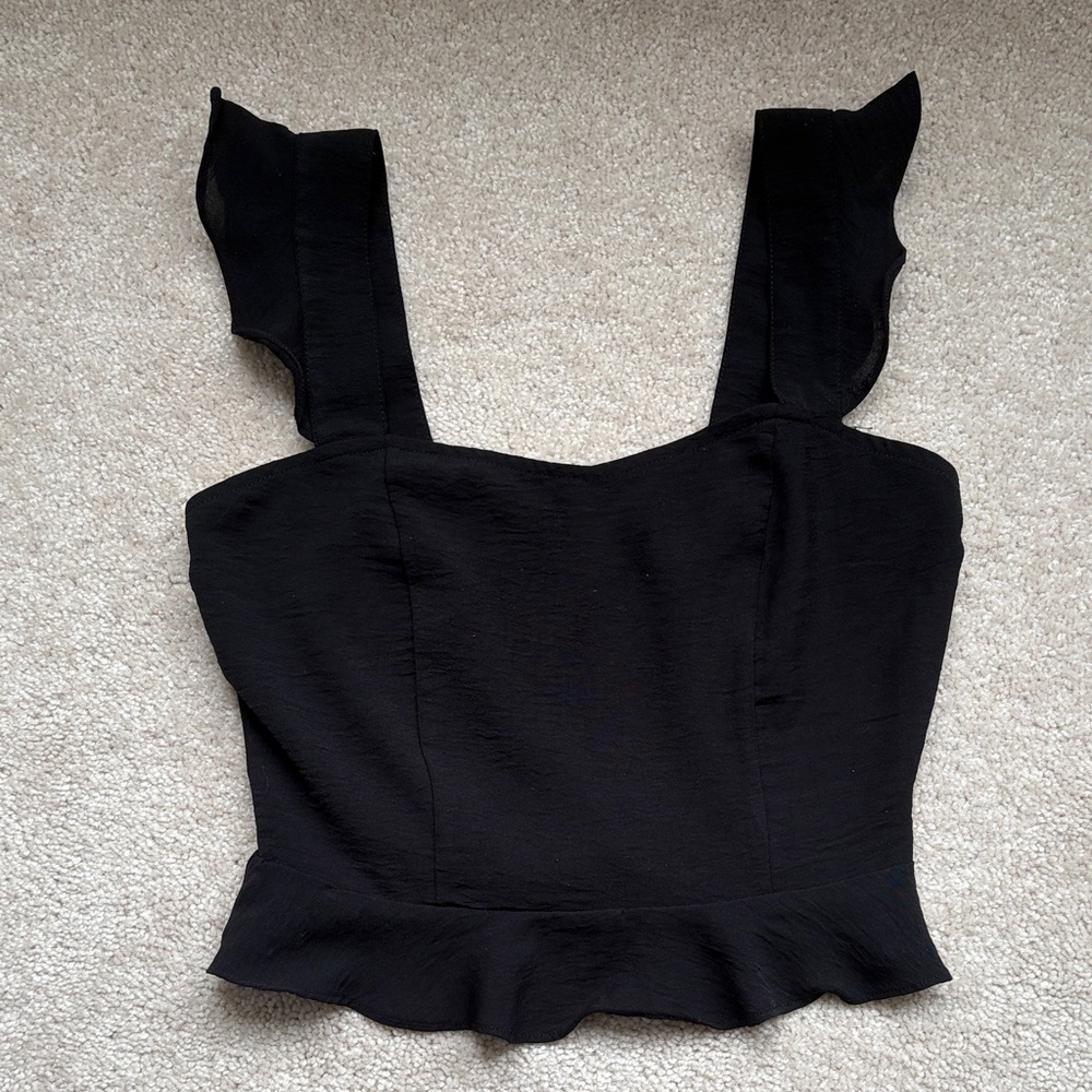 Altar'd State Black Ruffle Tank Top